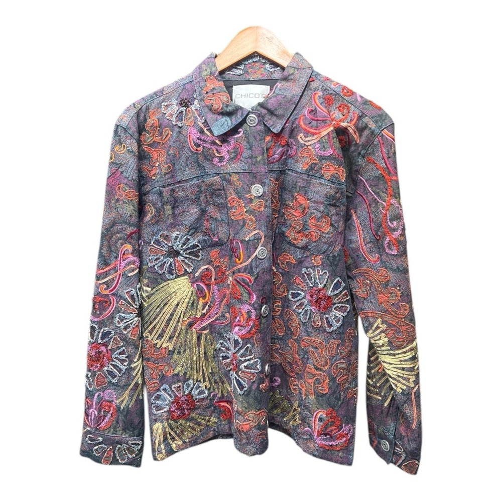 Chico's Embroidered/ Embellished‎  Lined Jacket Size 1